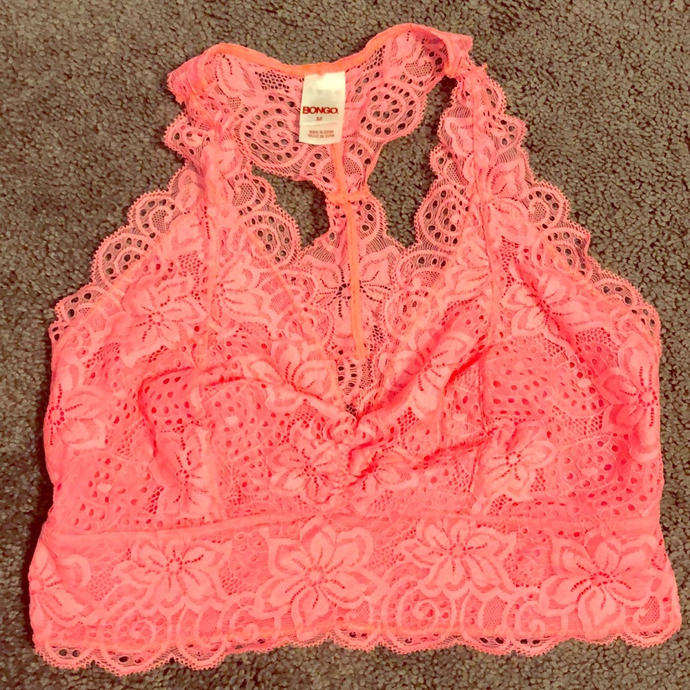 Coral lace bralette